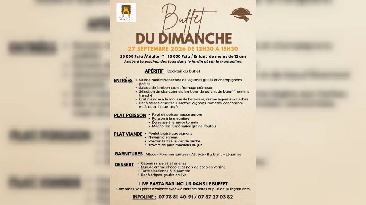 Buffet dimanche 27 septembre 2026