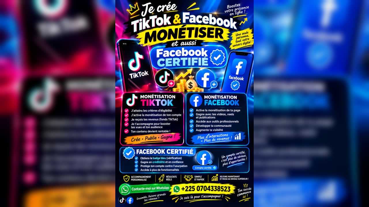Création & Monétisation TikTok et Facebook