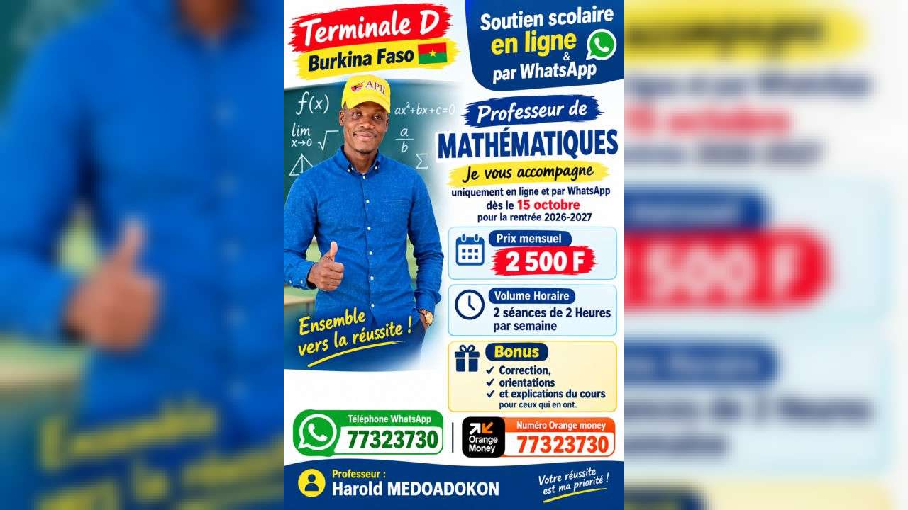 Cours de Mathématiques en ligne Terminale D