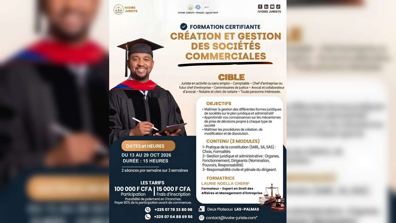 FORMATION : Création et gestion des sociétés
