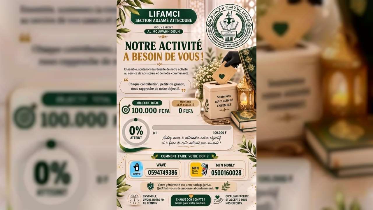 Cotisation pour une œuvre islamique